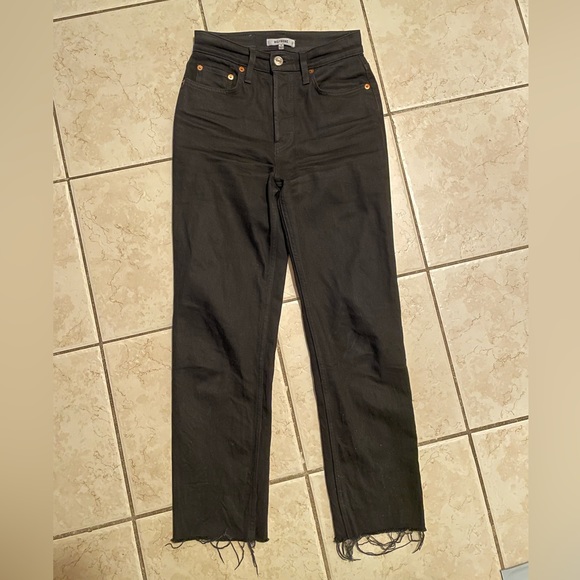 Redone Comfort Stretch High Rise Stovepipe Jeans, Black, size 25 - Picture 3 of 3